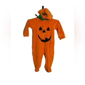 Miniwear baby’s orange pumpkin sleeper romper costume sz 3-6m